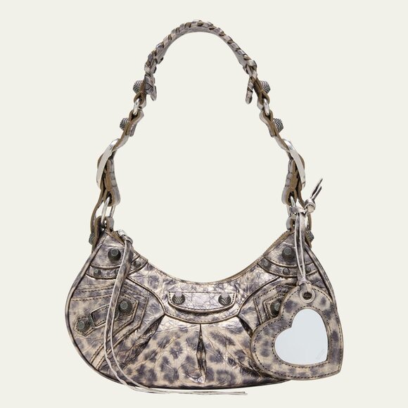 Balenciaga LE CAGOLE XS Metallic Leopard Stud Shoulder Crossbody Mini Bag - Picture 1 of 16
